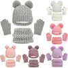 Écharpes Wraps Tricoté Bébé Chapeaux Écharpe Ensemble Écharpes De Cou D'hiver Bonnet Casquettes Pour Garçon Filles Mignon Chapeau Écharpe et Gants 3 pièces Costume Pour Enfants 1-6 ans 231129