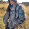 女性の毛皮のフェイクリアルナチュラルシルバーコートハイエンド品質本物の女性冬の贅沢な女性ジャケット長袖231128