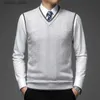 Kamizelki męskie nowa marka mody autum solid 6% wełniane sweter wiotrujący v szyja kamizelka kamizelka menu modne rękawe zwykłe najwyższą jakość mężczyzn ubrania Q231129