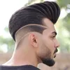 Голливудский парик, замена человеческих волос, индийские девственные волосы, волна 32 мм, # 1b, черный цвет, 8x10, швейцарский кружевной голливудский парик для белого человека