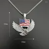 Collane con ciondolo Hip Hop Rock Titanio Acciaio inossidabile Bandiera americana Eagle Hawk Collana con pendenti per gioielli da uomo Colore oro