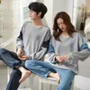 Vêtements de nuit pour hommes longs vêtements amples hommes couple maison 2024 pour pyjama manches pyjama coréen porter salon ensembles homewear coton femmes automne