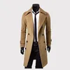 Men's Wool Blends Mens Double Breasted Trench Coat Wool Blend Autumn Winter Solid Casual Slim Fit Long Jacket Wool Coat Fashion Mens Clothing 231128