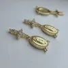 Charms Small Zircon Cross Virgin Mary Pendants For Jewelry Making DIY Necklace Connector Accessories