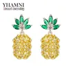 YHAMNI – boucles d'oreilles fruits ananas en cristal jaune, grandes boucles d'oreilles de mariée, bijoux en cristal naturel pour femmes, E4455299z, nouvelle collection