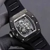 デザイナーri mlilesラグジュアリーウォッチメカニカルクールな腕時計ファクトリーRM055メンズビジネスレジャーブラックカーボンファイバーテープメンズ2023スタイル
