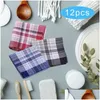 Bow Ties 12X Cotton Mens Handkerchiefs 16Inch Bandanas Pocket Square Hankies For Women Men Birthday Formal Celebration Grandfathers Dhtw9