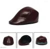 Berets Formal Business Women Men Beret Leather Sboy Cabbie Ivy Cap Black Brown Classical Mode Adjustable Driver Hats
