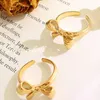 Cluster Rings Cute Cold Wind Light Luxury High-end Micro-inlaid Bow Ring Female 2023 Trend Index Finger Modern Women Jewelry