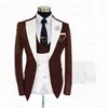 Blazer nuovo formale marrone uomo affari abiti 3 pezzi personalizzato slim fit sposo abito da sposa abito da pranzo smoking giacca gilet con pantaloni