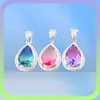 10pcs Luckyshine 3 cor Opcional Women Wedding Party Jewelry Gems Tourmaline Gems Silver Colares vintage pingentes com cadeia 237Z8013973