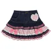Skirts Preppy Style Lolita Kawaii Japanese Sweet Mini Women Harajuku Cute Ball Gown Denim Skater Y2K High Waist Lace Cake 230428