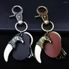 Keychains Creative Key Chains Retro Antique Bronze/Silver Plated Eagle Leather Charm Pendants Keychain