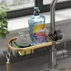 Dish Racks Space Aluminum Kitchen Sink Drain Rack Faucet Holder Sponge Storage Rack Bathroom Soap Drainer Shelves Kitchen Accessory 231124