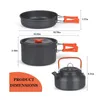 Camp Kitchen Camping-Kochset für den Außenbereich, Aluminium, leichte Ausrüstung, Kochgeschirr-Set für Reisen, Trekking, Wandern, 231128