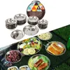 Camp Kitchen 1 Set mit 17-teiligem Camping-Essgeschirr, Outdoor-Geschirr, Edelstahl-Teller, Schüssel mit Aufbewahrungstasche für Wandern, Reisen, Picknick 231128