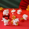 Dekorative Objekte Figuren Mini Chinesisches Jahr Der Hase Sternzeichen Harz Kleiner Hase Kawaii Desktop Ornament Kreative Kuchendekoration Mikrolandschaft 230428