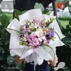 20pcs / lot bordure dorée rose papier d'emballage floral style coréen semi-transparent emballage cadeau fleuriste bouquet de fleurs 2206103183