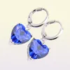 10prs lackyshine真新しい女性dangle dangle heartshaped blue topaz gems silver zircon earringsjewellery2250143354