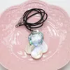 Pendant Necklaces Natural Shell Necklace Cabbage Shape Abalone White Black Wax Cord Charms For Jewelry Party Gift