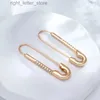 Stud Wbmqda Hot Style Pin Shape Drop Earrings For Women 585 Rose Gold Color With White Natural Zircon Personality Piercing Jewelry YQ231128