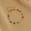 Charme pulseiras boho colorido coração cristal pulseira para mulheres na moda cor de ouro zircon corrente pulseira festa jóias acessórios presente