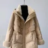 Women's Down Parkas Annsirgra 2023 Winter Women Coat Real Mink Fur Collar Goose Jacket Warm Luxury Fashion Streetwear 231128