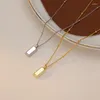 Chains 2023 Sinple Design Long Block Gold Color Necklace Female Niche Clavicle Chain Titanium Steel Birthday Gift Jewelry