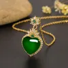 Chokers Real 14K Gold 45cm halsband krage Mujer Pure Emerald Pendant för kvinnor män jubileum halsband bizuteria kvinnor 231129