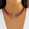 Kedjor ingemark koreansk mode färgglada utsädespärlkedjan halsband för kvinnor sommar boho stjärna bollhänge choker y2k smycken tillbehör