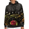 Dames Hoodies Polynesische Tribal Tongaanse Totem Tattoo Tonga Prints Vintage Rode bloemblaadjes Motieven Lichtgewicht Casual Stijlvol Hoodie Sweatshirt