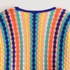 Женские вязаные футболки Осень-Зима Повседневный универсальный многоцветный свитер с крючками Модный кардиган с длинными рукавами Пальто 231129