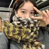 Lenços lenço grosso para mulheres estilo coreano com padrão de verificador de confronto outono e inverno