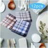 Bow Ties 12X Cotton Mens Handkerchiefs 16Inch Bandanas Pocket Square Hankies For Women Men Birthday Formal Celebration Grandfathers Dhtw9