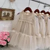 Dancewear Spring Autumn Princess Dress Round Collar Long Sleeves with Pearl Mesh Suitable for Children E99011 231128