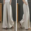 Women's Pants 2023 Cotton Linen Wide Leg 4xl Big Size Trousers Women Summer Elastic Waist Casual Ankle-length Pantalones Baggy Sweatpant