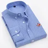 Erkekler Elbise Gömlek Plus Boyut Stripe Oxford Kumaş Mükemmel Konforlu İnce Uygun Düğme Yakası İşler Erkekler Sıradan Uzun Kollu Gömlek Üstler CS123 231129