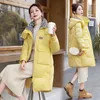 Kadın Trençkotları Kadınlar Pamuklu Çaplı Ceket Kışlı Kadın Orta Uzunlukta Kapüşonlu Parka Kore tarzı Sıradan kalınlaşmış sıcak moda gevşek