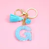 Keychains Fashion Blue Tassel A-Z Letters Initial Resin Key Chains Rings Handbag Pendant Cute Car Keyring Charm Bag AccessoriesKeychains