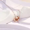 Chokers Yunli Fine Jewelry Real 18K Rose Gold Pingente Colar Clássico Anel Duplo Design Puro Au750 Cadeia para Mulheres Presente de Casamento 231129