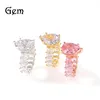 Vattendropp Big Gem Baguette CZ Pink Heart Ring isad ut bling CZ Cubic Zirconia Luxury Fashion Hiphop Women Jewelry Gift 210701298g