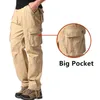 Spodnie męskie Spint i jesienne spodnie ładunkowe Multi-Pape luźne ubrania robocze męskie trening sportowy sporty bawełniane duży rozmiar 231128