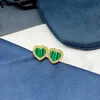 Yumm Imported Imitation Malachite Love Earrings S925 Sterling Silver Fashion Light Luxury Personalized Women's Jewelry Festival Gift