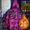 Men's Hoodies Sweatshirts Street Zipper Hooded Sweater Coat Y2K Men And Women Trend Personality Pink Hip-Hop To Create Graffiti And Cashmere Cardigan 231128