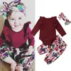 Ensembles de vêtements 2023 Born Baby Girls Tops Pantalon floral Romper Band Band Tands Set Vêtements