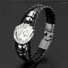 Strand Poker Black K Alloy Bead Multilayer Handmade Wove Leather Bracelet Vintage Men Casual Fashion Hand Chian Jóias Acessório Presente