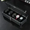 Watch Boxes Cases Safe Box Watch Box Organizer Black Transparent Aluminum Alloy Case Metal Storage Watch Boxes With Pillow Display Fall Prevention 231128