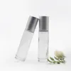 Bouteilles à roulettes en verre transparent pour huiles essentielles rechargeables de 10 ml, bouteilles d'huile essentielle de parfum avec rouleau en acier inoxydable et argent Pxdh