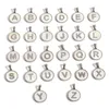 Breloques 1PC Acier Inoxydable Rond Initial Alphabet Message "A-Z" Coquillage Pendentif DIY Faire Collier Bracelets Bijoux 24mm X 16mm