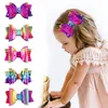 Hårtillbehör 1st Baby Girls Bow Knot 5cm Clips Kids Headwear Hairpin Die Laser Half-täckt tyg dubbelinsats